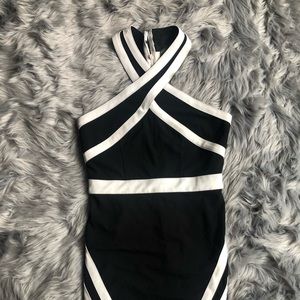 Black and white fitted dress